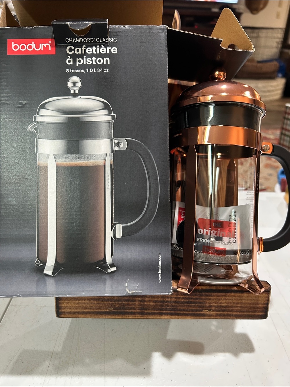 Bodum French Press Coffee Maker in Copper and Black